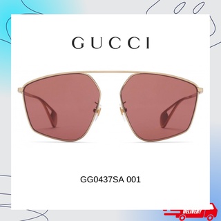 แว่นกันแดด Gucci GG0437SA 001 / 004 สี Gold ทรงนักบิน ของแท้ จัดส่งฟรี!!