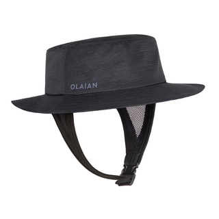 หมวกกันแดด หมวกปีกกว้าง หมวกชายหาด หมวกใส่โต้คลื่น สำหรับผู้ชาย OLAIAN Mens Surfing Surf Hat 500 Black