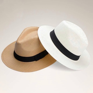 ราคาหมวกผู้ชายทรงปานามาสีพื้นใส่เบาสบาย สามารถใส่ได้ทั้งหญิงและชาย.​B069