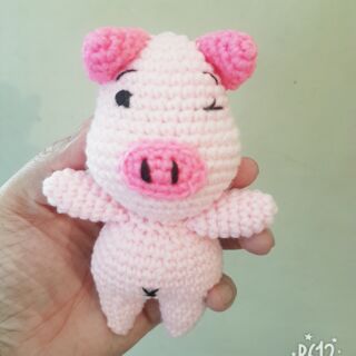 **99บาท**หมูชมพูถักโครเชต์งานฝีมือน่ารักๆๆราคาเบาๆ