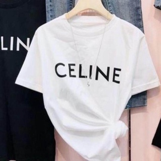 เสื้อยืดโอเวอร์ไซส์เสื้อยืด C E L I N E แบบเจนนี่-ลิซ่าแบล็คพิ้งค์ เนื้อผ้าคอตตอน