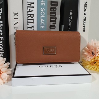 GUESS WOMENS WALLET กระเป๋าตังค์แบบพับ หนังลาย SAFFIANO