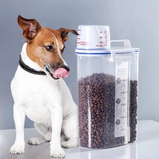 Petcho กล่องเก็บอาหารสัตว์เลี้ยง ที่ใส่อาหารสัตว์เลี้ยง พร้อมถ้วยตวง ถังเก็บอาหารสัตว์เลี้ยง ที่ใส่อาหารแมว ทนทาน