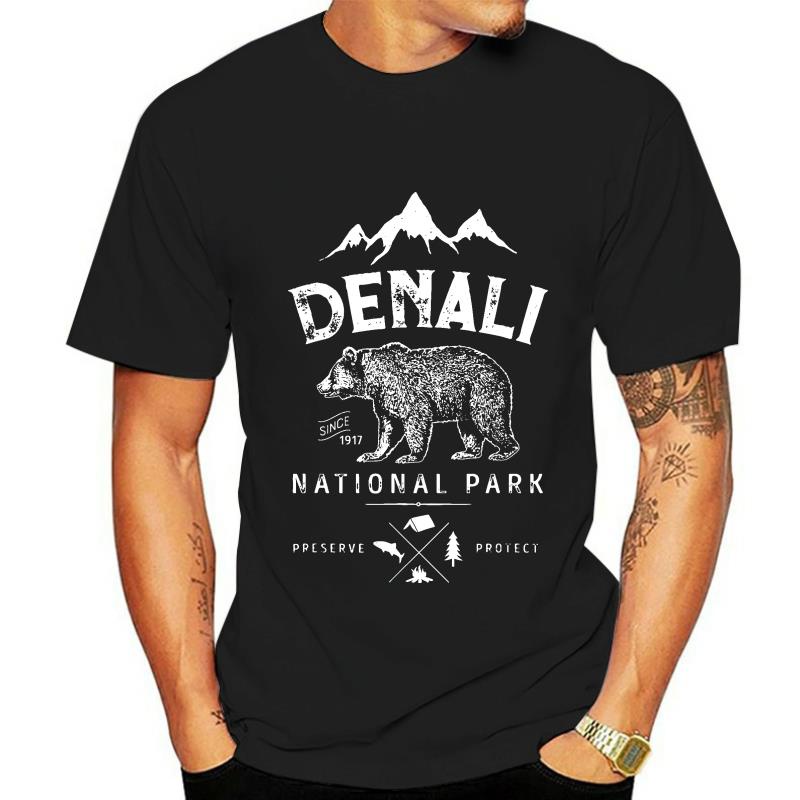 เสื้อวินเทจชาย - อุทยานแห่งชาติDenaliและอนุรักษ์เสื้อยืดเราอลาสก้าวินเทจ100%เสื้อยืดผ้าฝ้าย