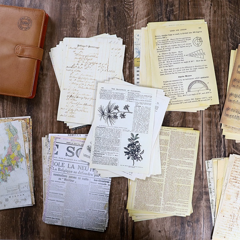 30 ชิ้นเก่าแผนที่ดอกไม้ตัวอักษรหน้าเพลงพื้นหลังวัสดุกระดาษ Junk Journal Scrapbooking Vintage ตกแต่ง Diy Craft กระดาษ