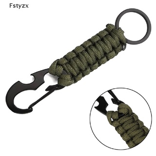 Fstyzx Outdoor Camping Carabinar Paracord Keychain Rope Clip Hook Bottle Opener Camo FY