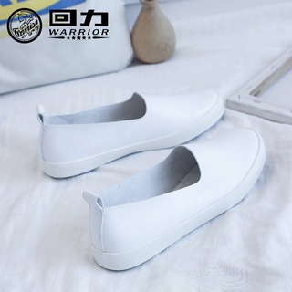 รองเท้าหุ้มส้น รองเท้าคัชชู รองเท้าผู้หญิง Huili รองเท้าหนังผ้าใบรองเท้า SLIP-ON Womens nurse รองเท้าสีขาว All-Match Ko