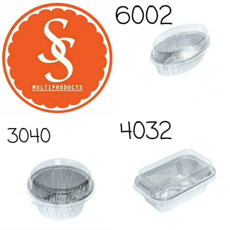 ถาดฟอยล์ 4032 3040 6002 (10ชิ้น/แพ็ค) พร้อมฝา