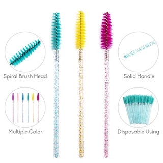 50 ชิ้น / แพ็คแวววาวคริสตัลมาสคาร่าเกลียว Bendable Lash Spool หลายสีให้เลือกแปรงแต่งหน้าปลอม