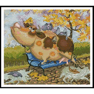 ชุดปักครอสติช น้องวัว การ์ตูน (Cute cow cross stitch kit)