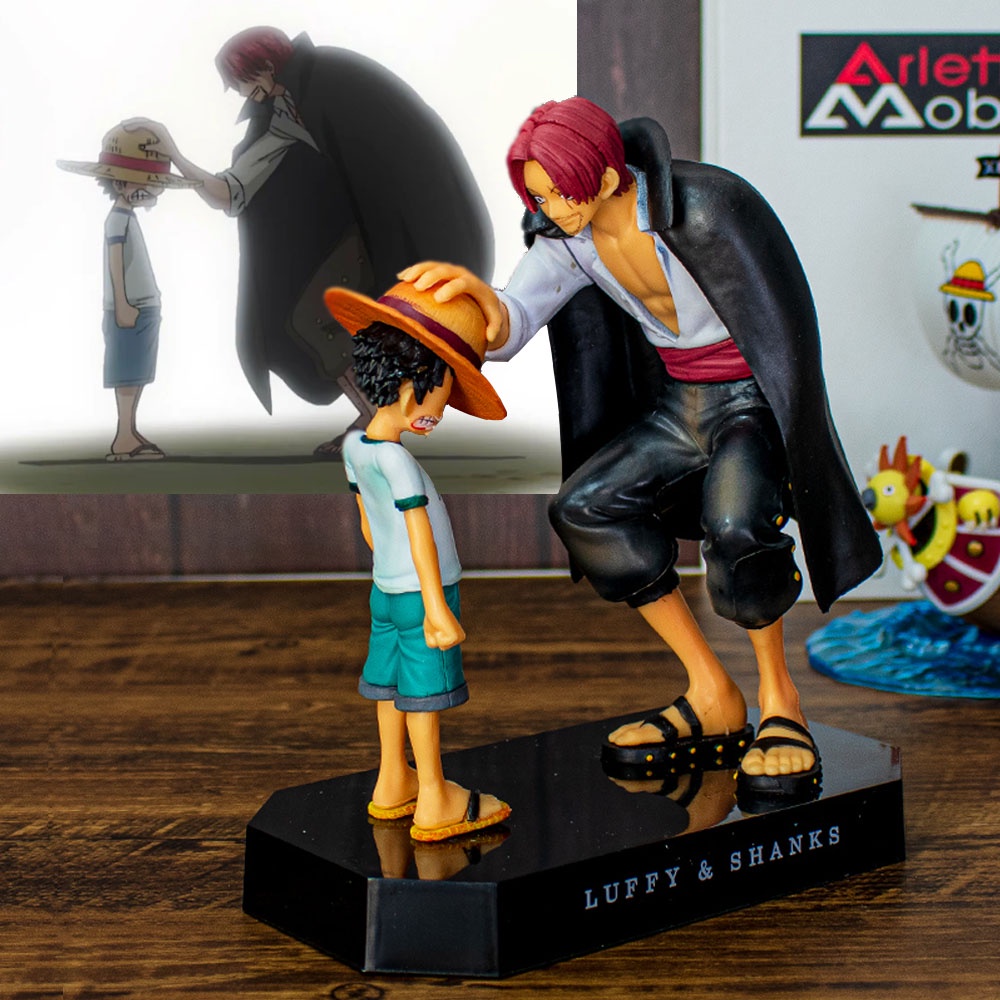 โมเดล ฟ กเกอร ลายการ ต น One Piece Childhood Luffy Shanks Gives Straw Hat Romance Dawn Arc Shopee Thailand