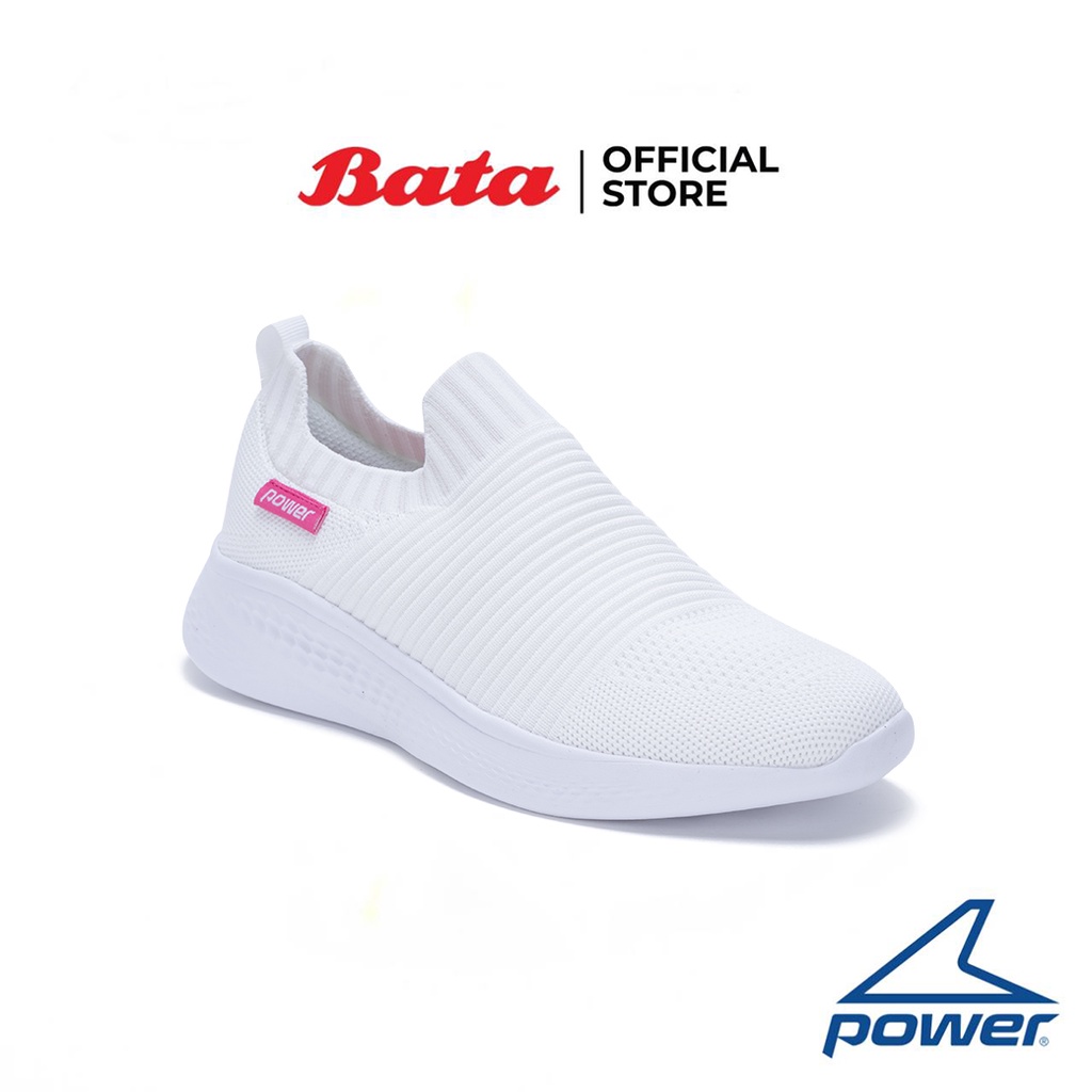 Bata บาจา ยี่ห้อ Power รองเท้าผ้าใบแบบสวม พร้อมเทคโนโลยี Memory Foam เดินออกกำลังกาย สำหรับผู้หญิง รุ่น Breeze Amuse สีขาว 5181011