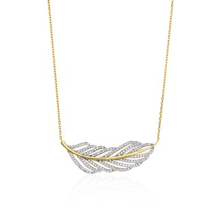 Jewelry Buffet สร้อยคอปีกนก ดีไซน์สวย ประดับเพชรสวิส ชุบทอง 18K