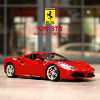 โมเดลรถแข่ง Bburago Ferrari 488TGB อัตราส่วน 1:24 จำลองเหมือนจริง ผลิตจากโลหะผสม Diecast Model