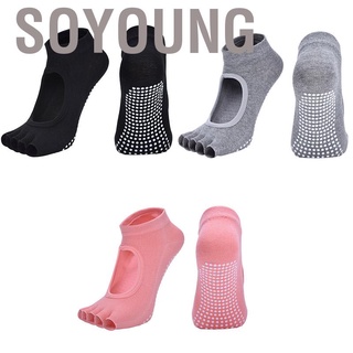 Soyoung Yoga Socks Half Toes Breathable Open Instep Non Slip Soft Skin Friendly Combed Cotton Barre Pilates