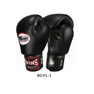 นวมซ้อมชกมวย ทวินส์ สเปเชี่ยล เมจิคเทป สีดำ 8,10,12,14,16 oz. หนังแท้ Twins special Boxing Gloves BGVL-3 ฺBlack sparring