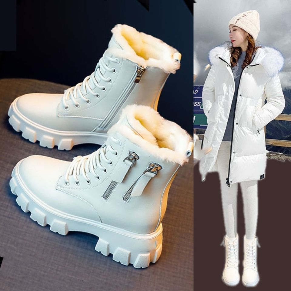 รองเท้าบูทผู้หญิงMartin BOOTS รองเท้าผู้หญิง 2022 ใหม่ทั้งหมด PLUS กำมะหยี่ฤดูใบไม้ร่วงและฤดูหนาวหิมะรองเท้าผ้าฝ้ายบางหน
