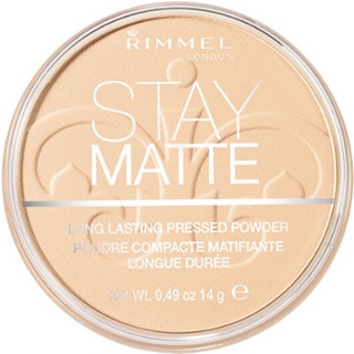 (Saleตลับร้าว) Rimmel Stay Matte Longlasting Pressed Powder 001 Transparent 14g แป้งฝุ่นอัดแข็งเนื้อบางเบาสูตรคุมความมัน