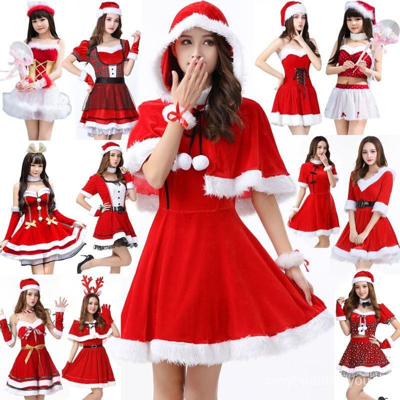 2025 ready stock Xmas Christmas dress ชุดคริสต์มาสกระโปรง ชุดคริสต์มาส ผู้ใหญ่ ประชุมประจำปี cos ปาร์ตี้ เครื่องแต่งกาย ชุดคริสมาสผู้หญิง Christmas