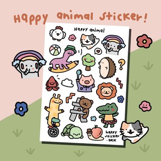 happy animal stickers | size A6 | 🦁🐶🙈🤎