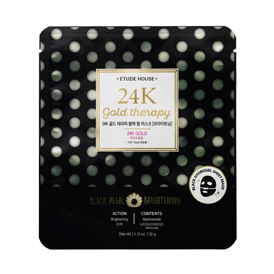 ♥️ส่งฟรี♥️( พร้อมส่ง ของแท้ ) Etude 24K Gold Therapy Black Pearl Mask