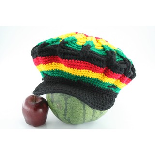 สินค้าราสต้า Tam Rasta Visor Spider Pattern Green Yellow Red หมวก CROCHET RASTA สีสัญลักษณ์ราสต้า ถักเป็นลายใยแมงมุม