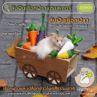 Homey Hamster 🐹☘️ ลับฟันหนูแฮมสเตอร์สัตว์ฟันแทะ 🥕🌽🍆 ของเล่นแฮมสเตอร์ธัญพืชแต่งกรง บ้านหลบ h1 กล่องขุด nitangel millamore