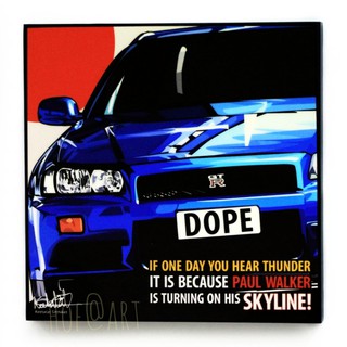 รูปภาพ รถ Nissan Skyline GTR R34 Car จีทีอาร์ รูปภาพ​ติดผนัง pop art กรอบรูป Supercar รถสปอร์ต รถยนต์ แต่งบ้าน ของขวัญ