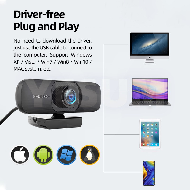 【24H SHIPS】Online class 4K FHD 1080P Webcam for pc 360° rotation pc camera built-in microphone for Computer PC Laptop Ta #8