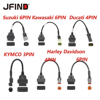 Obd2 สายเคเบิลวินิจฉัยรถจักรยานยนต์ สําหรับ Suzuki 6PIN Ducati 4 Pin Kawasaki 6 Pin Kymco 3PIN Harley Davidson 4PIN 6PIN ELM327 OBDII 16 Pin OBD2