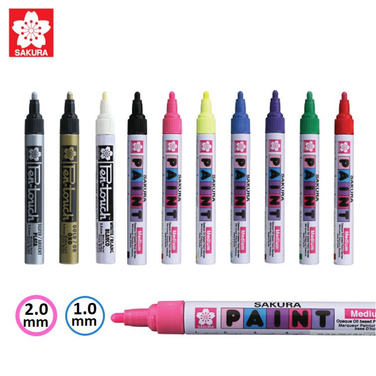 ปากกาเพ้นท์ซากุระ ขนาด 1.0 มม / 2.0 มม. (Sakura pen-touch paint pen)ปากกาเขียนยางรถ เขียนกระจก โลหะ 