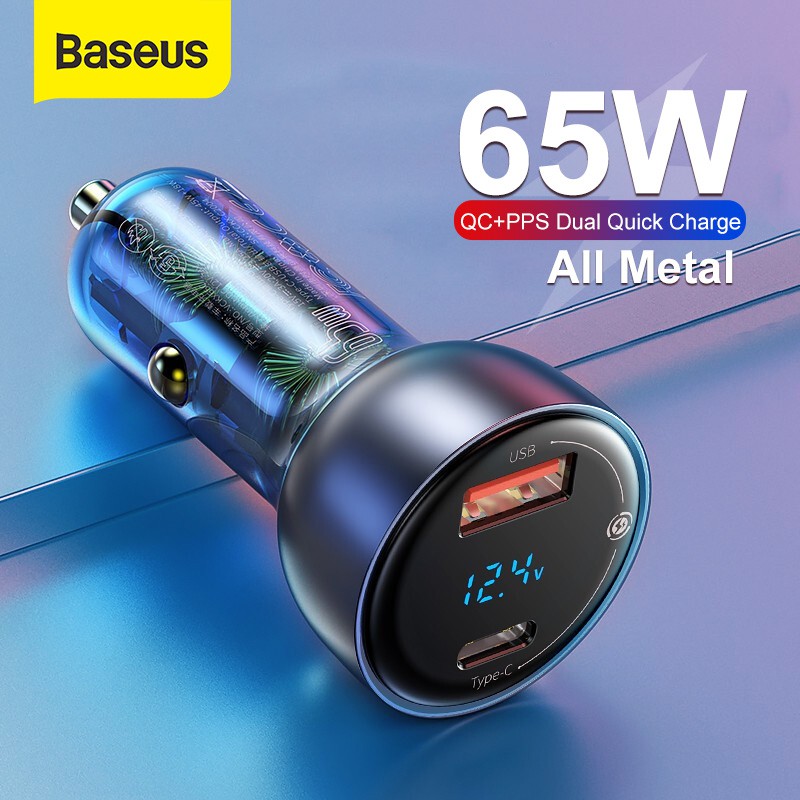 Baseus 65W Car Charger Dual USB Quick Charge 4.0 3.0 สําหรับ Huawei SCP QC4.0 QC3.0(65W)