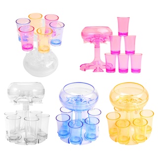 6 Shot Glass Dispenser and Holder for Beverage, Cocktail, Wine and Juice,