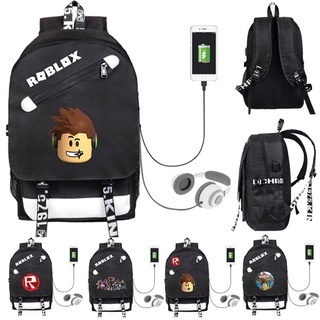 กระเป๋าเป้สะพายหลัง กระเป๋านักเรียน กระเป๋าสะพายไหล่ พอร์ต USB ลายเกม Roblox สําหรับวัยรุ่น ทุกเพศ