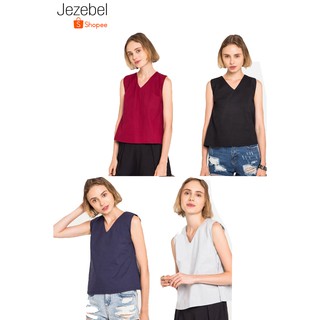 Jezebel เสื้อเบลาส์ Single-Coloured V-Neck