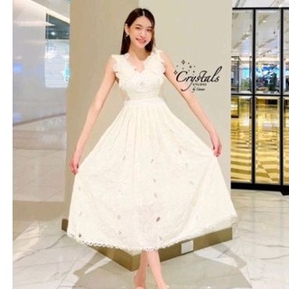 พร้อมส่ง 🛖Perforated Lace Dress ⛺crystal 6616