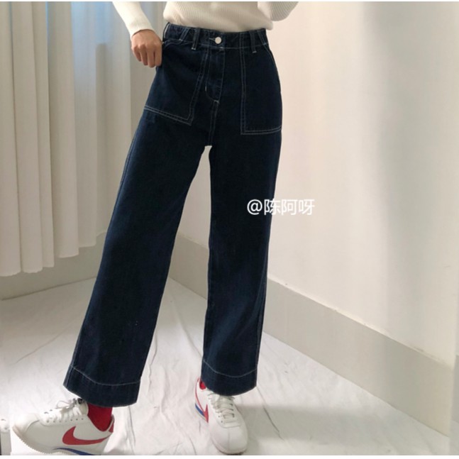 Straight กางเกงยีนส์ทรงตรง Jeans Basic สินค้าเกาหลี
