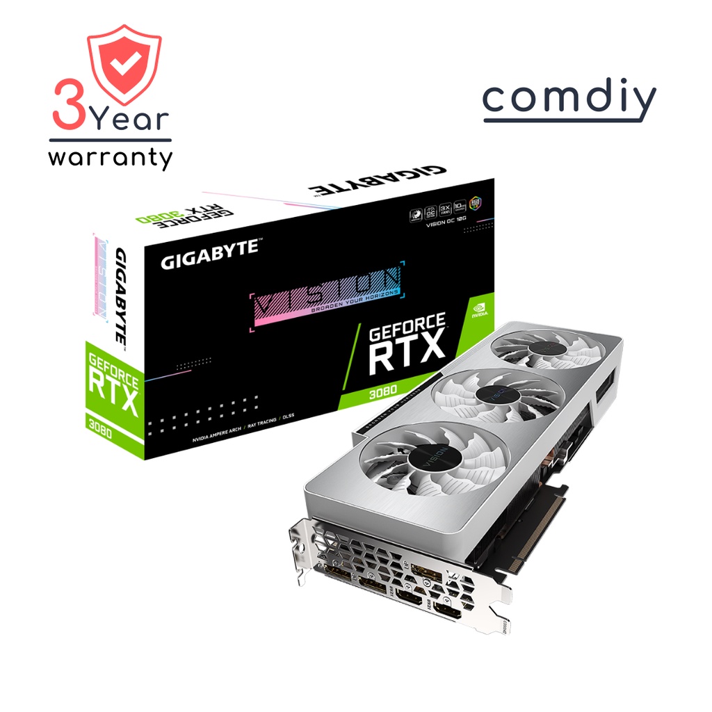 GIGABYTE GEFORCE RTX 3080 VISION OC 10G (REV. 2.0) (LHR) 10GB VGA การ์ดจอ by comdiy