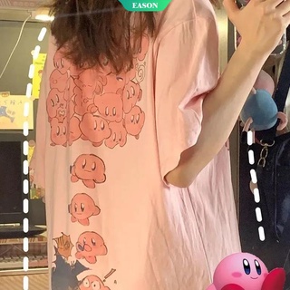 เสื้อยืดคอกลม แขนห้าส่วน พิมพ์ลายการ์ตูนอนิเมะญี่ปุ่น Sanrios Kawaii Kirby น่ารัก แฟชั่นฤดูร้อน สําหรับนักเรียน