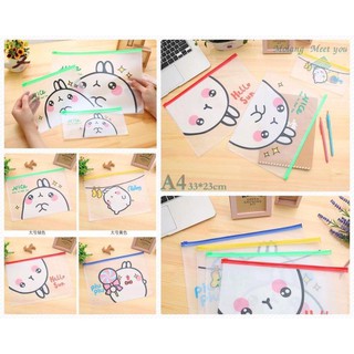 🐰 !!แฟ้มกระเป๋าพลาสติกกันน้ำ A4 molang  (มีโค้ดลด)