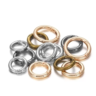 St.kunkka 5Pcs 18-25mm ห่วงกลมแแบบสปริง หัวเข็มขัดพวงกุญแจโลหะผสมสังกะสีสําหรับทํากระเป๋า