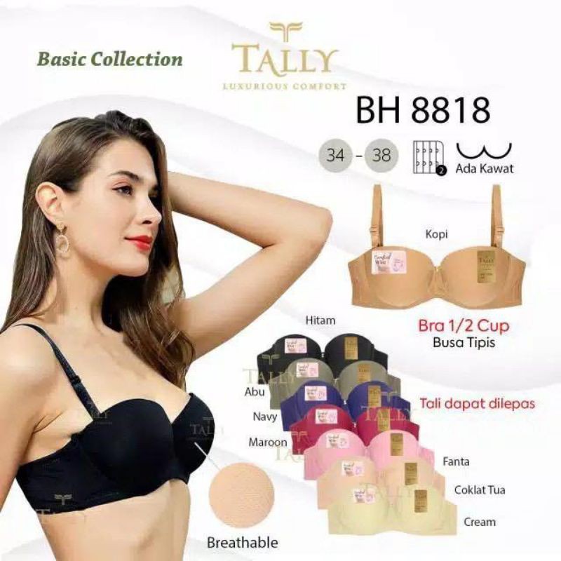 Tally 8818 Half Cup Thin Foam Underwire Hook 2 Tally Bra Half Cup 8818
