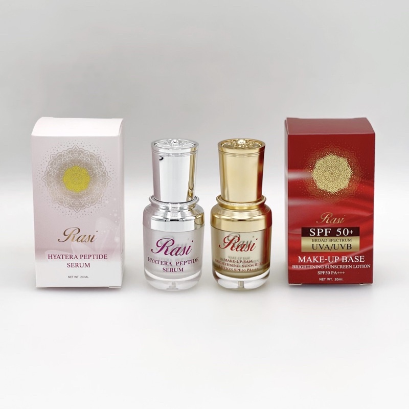 Rasi Make-Up Base SPF50 PA+++ 20ml ราศี กันแดดเนื้อบางเบา Rasi Hyatera Peptide Serum (กล่องสีชมพู)