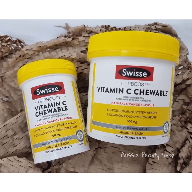 Swisse Ultiboost Vitamin C Chewable 500mg วิตามินซีแบบอมหรือเคี้ยว ทานง่าย รสส้มธรรมชาติ (สินค้าพร้อมส่ง!!! Exp.3/2024)