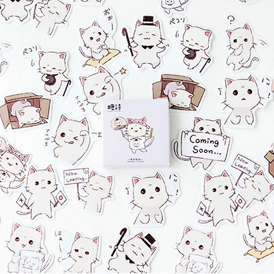 Mohamm สติกเกอร์ ลายการ์ตูนแมวน่ารัก 45 แผ่น