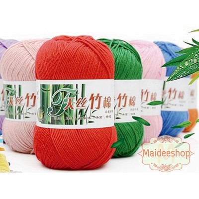 ไหมพรมเยื่อไผ่ ไหมแบมบู Bamboo สี17-32 น้ำหนัก50กรัม 💥มีเก็บเงินปลายทางค่ะ