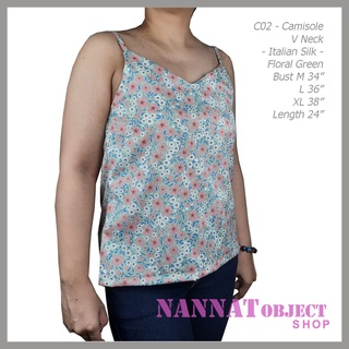 C02 V Neck Italian Silk Camisole เสื้อสายเดี่ยวคอวี ผ้าไหมอิตาลี ลายดอกไม้