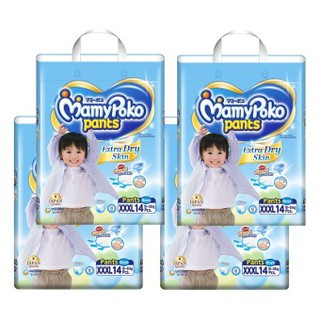 ขายยกลัง! Mamy Poko กางเกงผ้าอ้อม รุ่น Extra Dry Skin ไซส์ XXXLแพ็ค 4 รวม 56 ชิ้