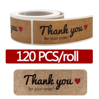 สติ๊กเกอร์ขอบคุณ 120 ชิ้น สติ๊กเกอร์ตราประทับ สติ๊กเกอร์ขอบคุณ ฉลากกระดาษคราฟท์ ขอบคุณ สติ๊กเกอร์สำหรับการสั่งซื้อของคุณ