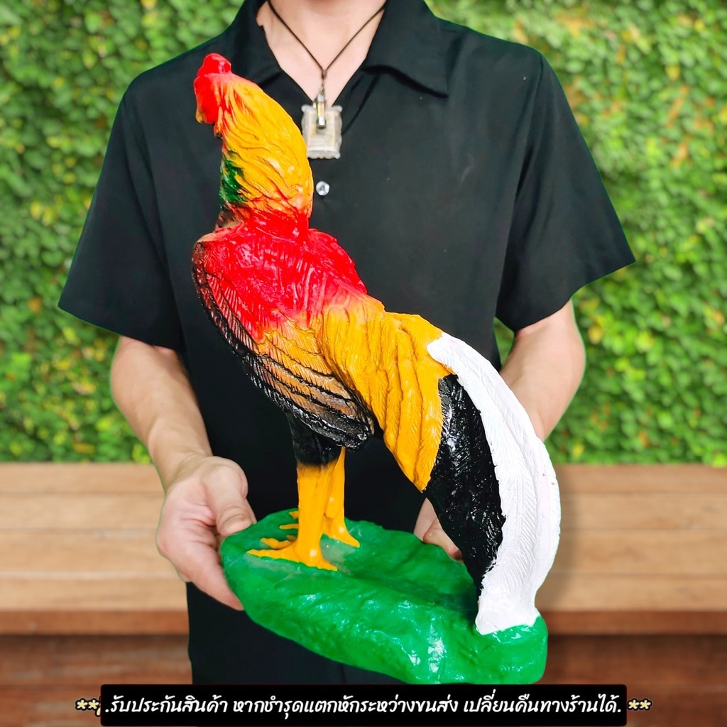 ไก่ชนแก้บน ขนาดใหญ่เกือบเท่าไก่จริง สูง25ซม.งานลงสีงดงาม บูชาถวายในวาระต่างๆในการแก้บนศาลหรือขอความเจริญรุ่งเรือง - รูปที่ 2